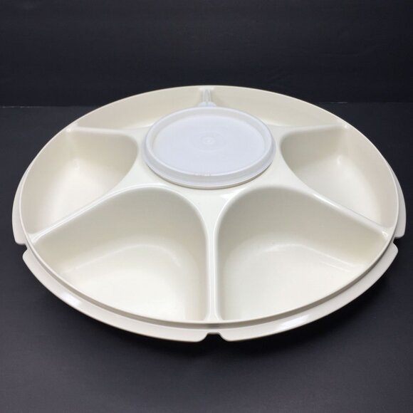Vintage Tupperware Party Platter Snack Container Lid Retro Chips Dip 1666 1665 - Picture 4 of 16